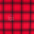 Red & Black Tartan Check Polyester Elastane 2 Way Stretch Fabric 240gsm