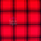 Red & Black Tartan Check Polyester Elastane 2 Way Stretch Fabric 240gsm