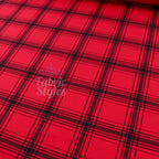Red & Black Tartan Check Polyester Elastane 2 Way Stretch Fabric 240gsm