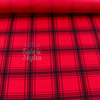 Red & Black Tartan Check Polyester Elastane 2 Way Stretch Fabric 240gsm