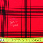 Red & Black Tartan Check Polyester Elastane 2 Way Stretch Fabric 240gsm