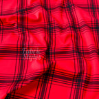 Red & Black Tartan Check Polyester Elastane 2 Way Stretch Fabric 240gsm