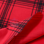 Red & Black Tartan Check Polyester Elastane 2 Way Stretch Fabric 240gsm