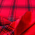 Red & Black Tartan Check Polyester Elastane 2 Way Stretch Fabric 240gsm