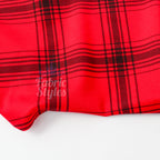 Red & Black Tartan Check Polyester Elastane 2 Way Stretch Fabric 240gsm