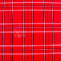 Red Tartan Check Polyester Elastane 2 Way Stretch Fabric 240gsm