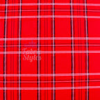 Red Tartan Check Polyester Elastane 2 Way Stretch Fabric 240gsm