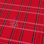 Red Tartan Check Polyester Elastane 2 Way Stretch Fabric 240gsm