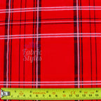 Red Tartan Check Polyester Elastane 2 Way Stretch Fabric 240gsm