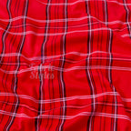 Red Tartan Check Polyester Elastane 2 Way Stretch Fabric 240gsm