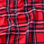 Red Tartan Check Polyester Elastane 2 Way Stretch Fabric 240gsm