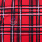 Red Tartan Check Polyester Elastane 2 Way Stretch Fabric 240gsm