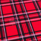 Red Tartan Check Polyester Elastane 2 Way Stretch Fabric 240gsm