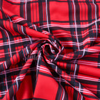 Red Tartan Check Polyester Elastane 2 Way Stretch Fabric 240gsm