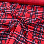 Red Tartan Check Polyester Elastane 2 Way Stretch Fabric 240gsm