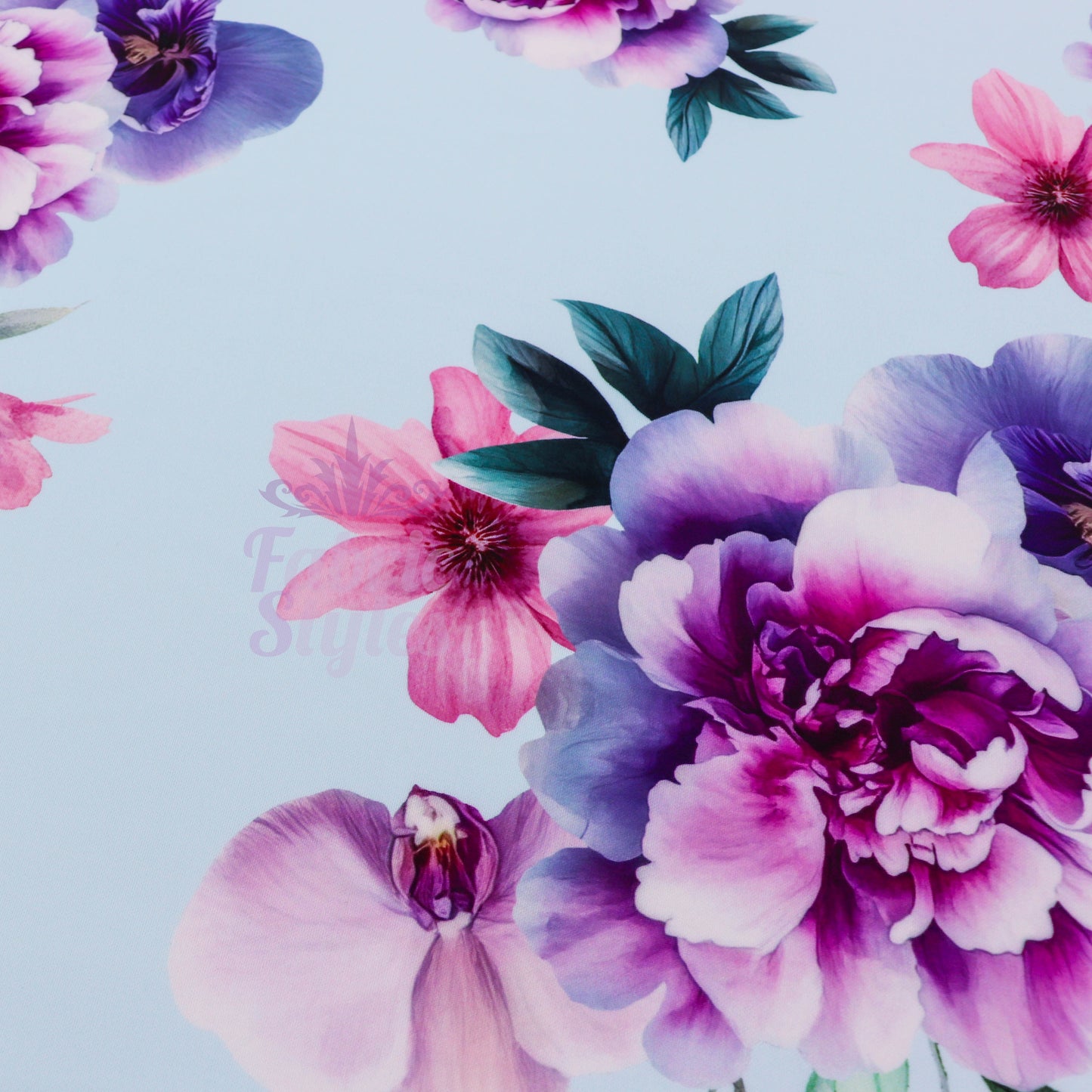Blue Floral Scuba Fabric