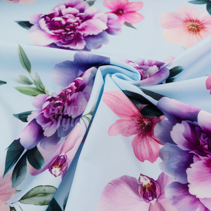 Blue Floral Scuba Fabric