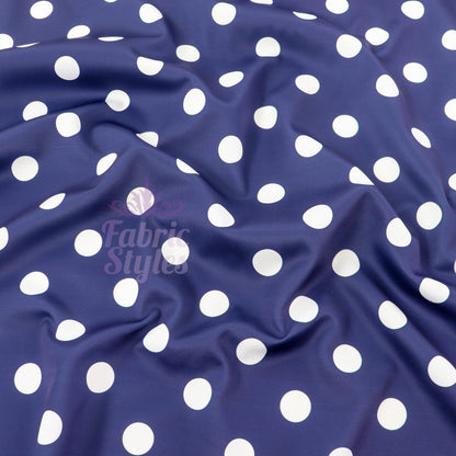 Navy Polka Dot Scuba Fabric