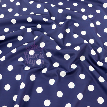Navy Polka Dot Scuba Fabric