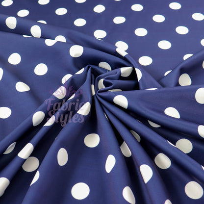 Navy Polka Dot Scuba Fabric