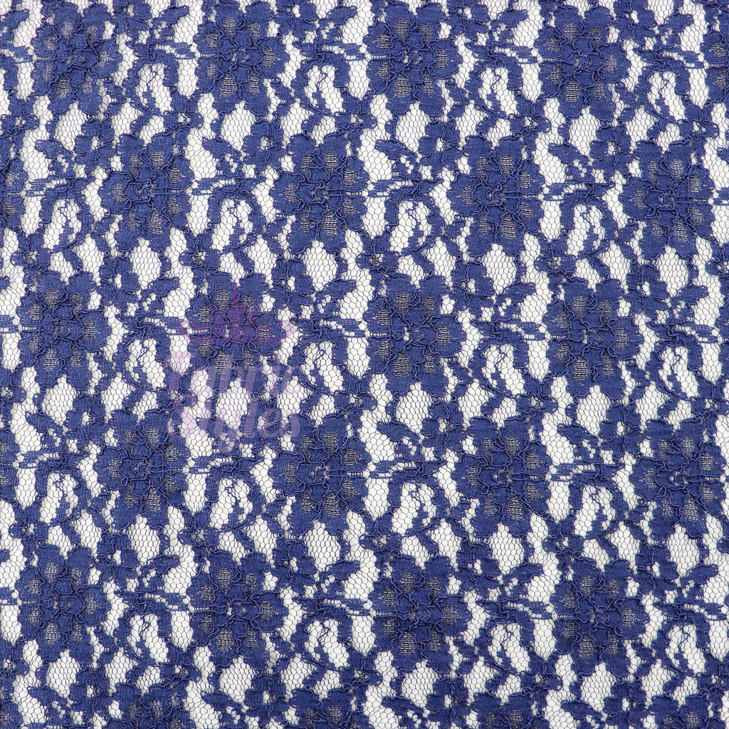 Navy Blue Floral Lace Dress Fabric