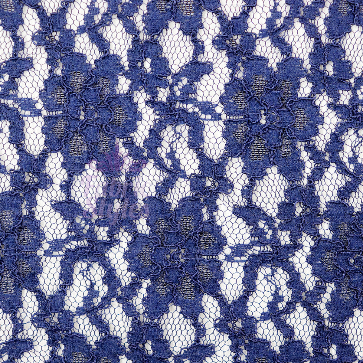 Navy Blue Floral Lace Dress Fabric