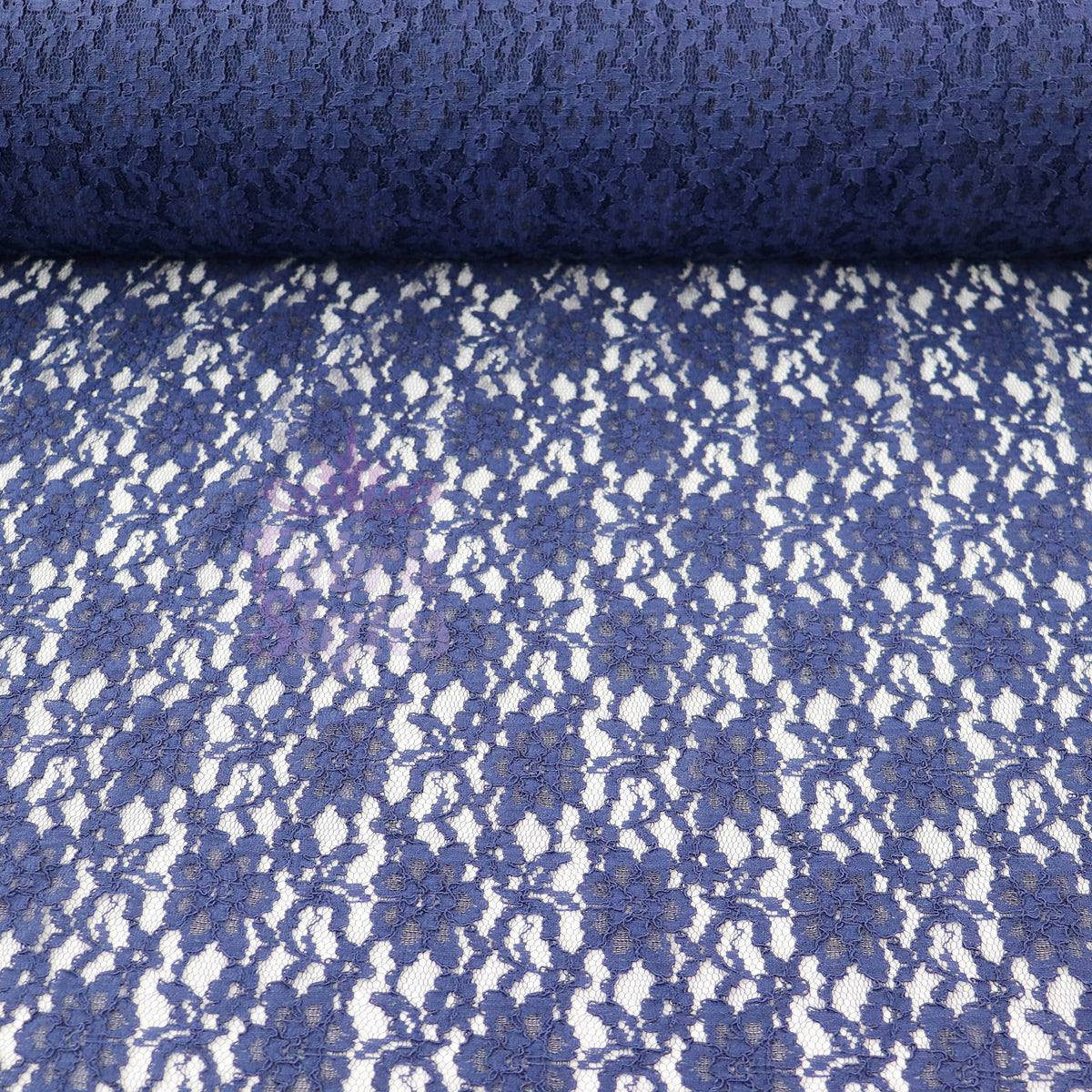 Navy Blue Floral Lace Dress Fabric