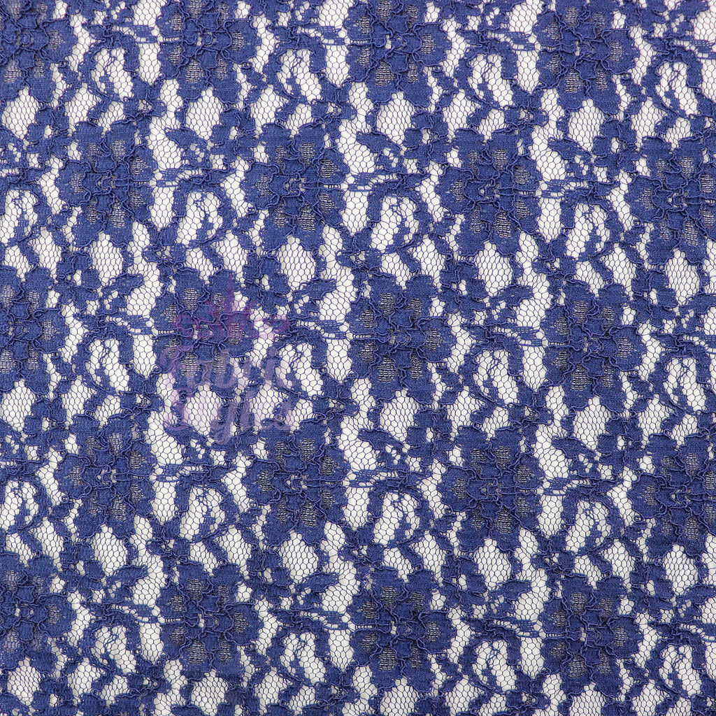Navy Blue Floral Lace Dress Fabric