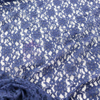 Navy Blue Floral Lace Dress Fabric