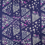 Navy Geometric Floral Pink Ditsy Viscose Elastane Fabric