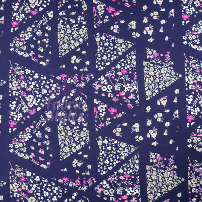 Navy Geometric Floral Pink Ditsy Viscose Elastane Fabric