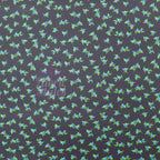 Navy Ditsy Small Floral Blue Roses Green Leaves Viscose Elastane Fabric