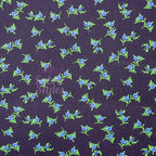 Navy Ditsy Small Floral Blue Roses Green Leaves Viscose Elastane Fabric