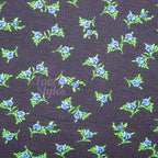 Navy Ditsy Small Floral Blue Roses Green Leaves Viscose Elastane Fabric