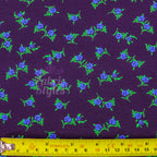 Navy Ditsy Small Floral Blue Roses Green Leaves Viscose Elastane Fabric