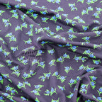 Navy Ditsy Small Floral Blue Roses Green Leaves Viscose Elastane Fabric