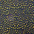 Navy Animal Print Fabric Yellow Black Spots Viscose Elastane Fabric