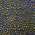 Navy Animal Print Fabric Yellow Black Spots Viscose Elastane Fabric