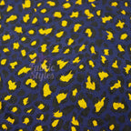 Navy Animal Print Fabric Yellow Black Spots Viscose Elastane Fabric
