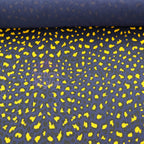 Navy Animal Print Fabric Yellow Black Spots Viscose Elastane Fabric