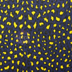 Navy Animal Print Fabric Yellow Black Spots Viscose Elastane Fabric