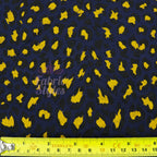 Navy Animal Print Fabric Yellow Black Spots Viscose Elastane Fabric