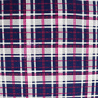 Navy Tartan Pink White Plaid Print Viscose Elastane Fabric