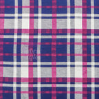 Navy Tartan Pink White Plaid Print Viscose Elastane Fabric