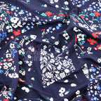 Navy Geometric Floral Ditsy Viscose Elastane Fabric