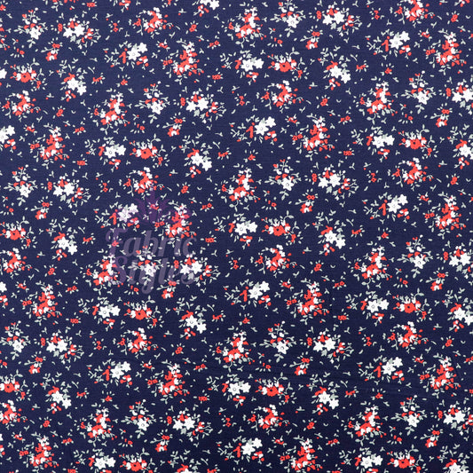 Red Ditsy Floral Viscose Elastane Fabric