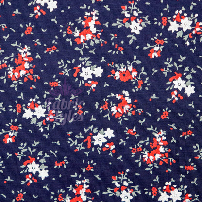 Red Ditsy Floral Viscose Elastane Fabric