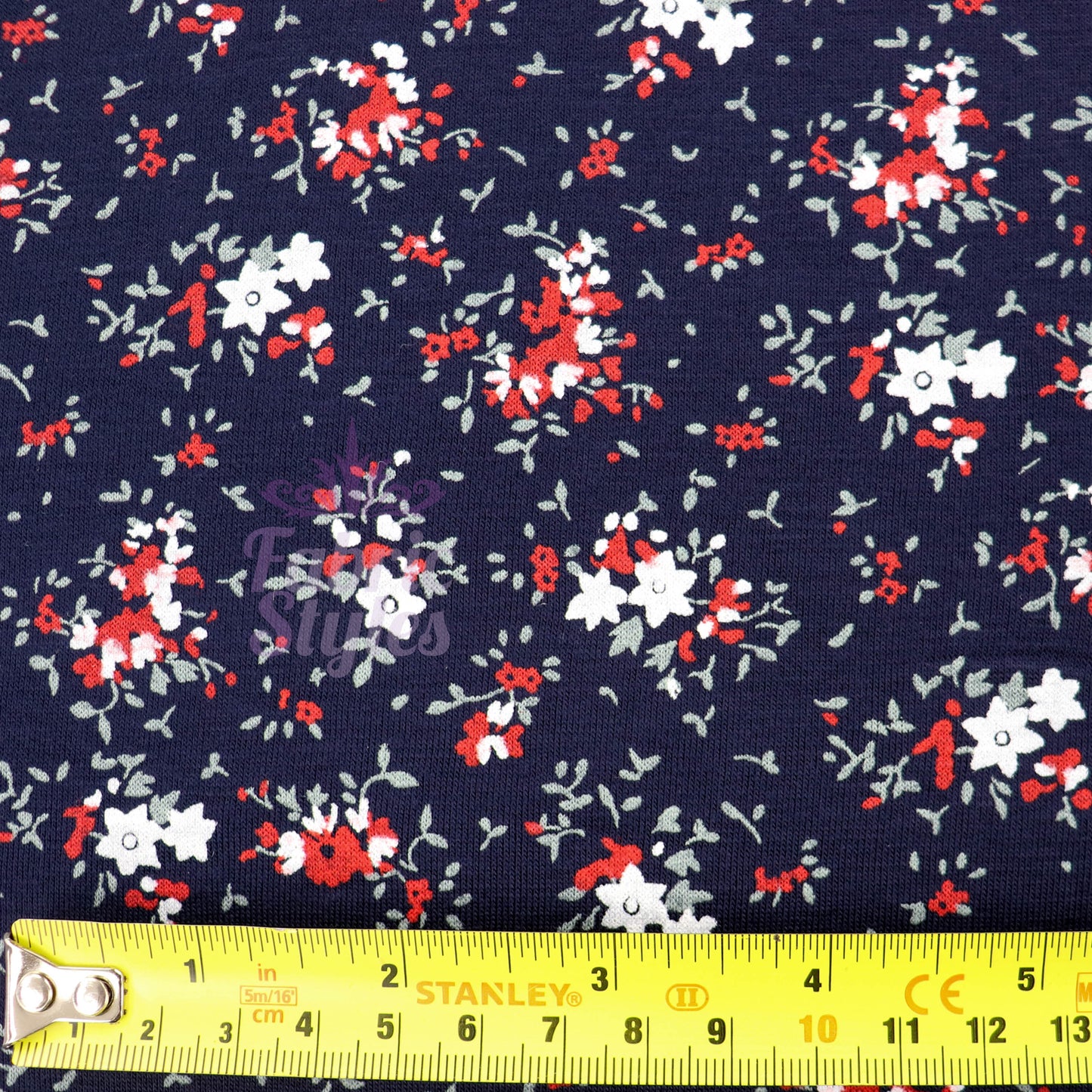 Red Ditsy Floral Viscose Elastane Fabric