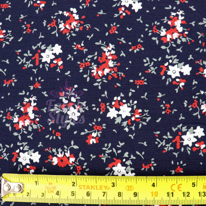 Red Ditsy Floral Viscose Elastane Fabric