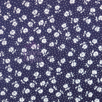 Navy Floral Small White Flowers Viscose Elastane Fabric